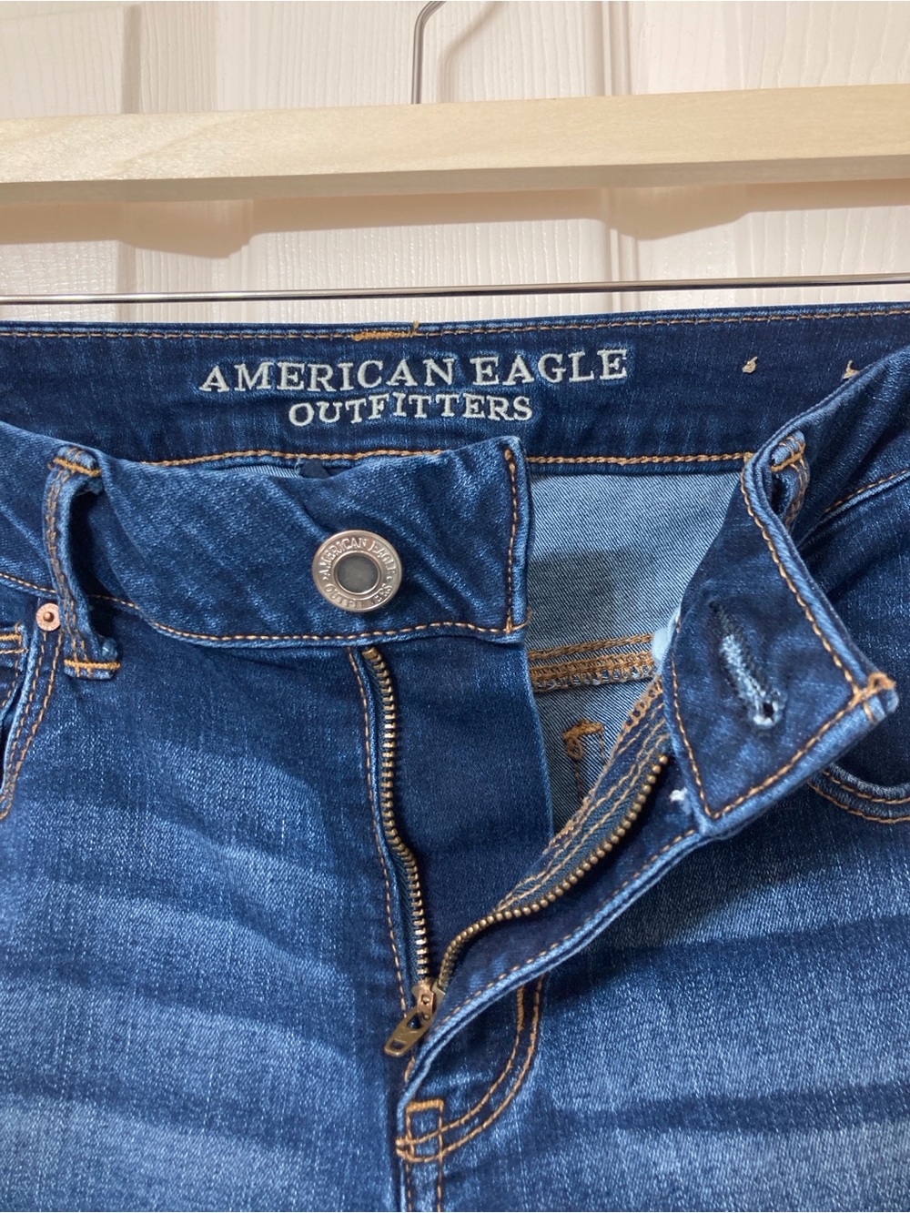 American Eagle Dark Wash Flare Leg Boho Artist Jeans 10 Short Indie Retro Y2K - Picture 4 of 8